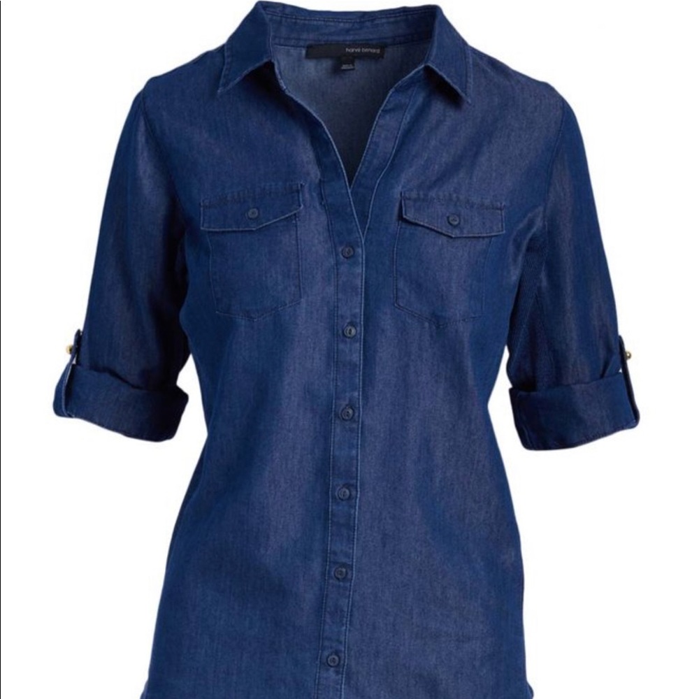 NWT Dark wash denim button up